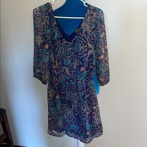 BeBop Blue Paisley Long Sleeve Dress